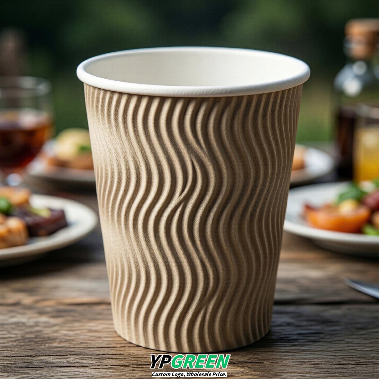 Beige Embossed Paper Cups 10oz/12oz/16oz/20oz/22oz