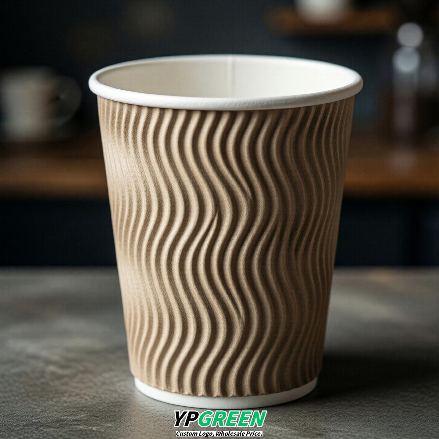 Beige Embossed Paper Cups 10oz/12oz/16oz/20oz/22oz