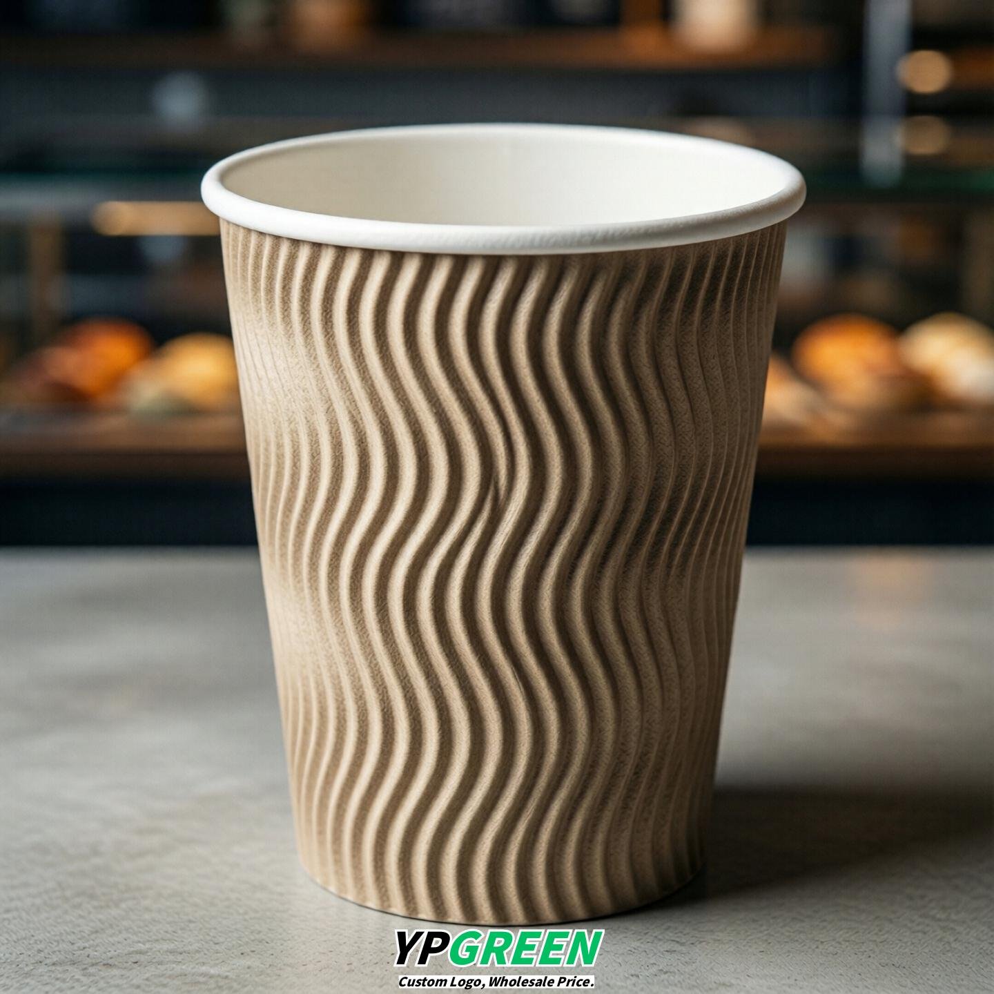 Beige Embossed Paper Cups 10oz/12oz/16oz/20oz/22oz
