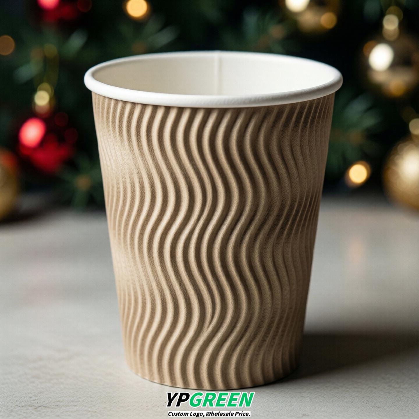 Beige Embossed Paper Cups 10oz/12oz/16oz/20oz/22oz