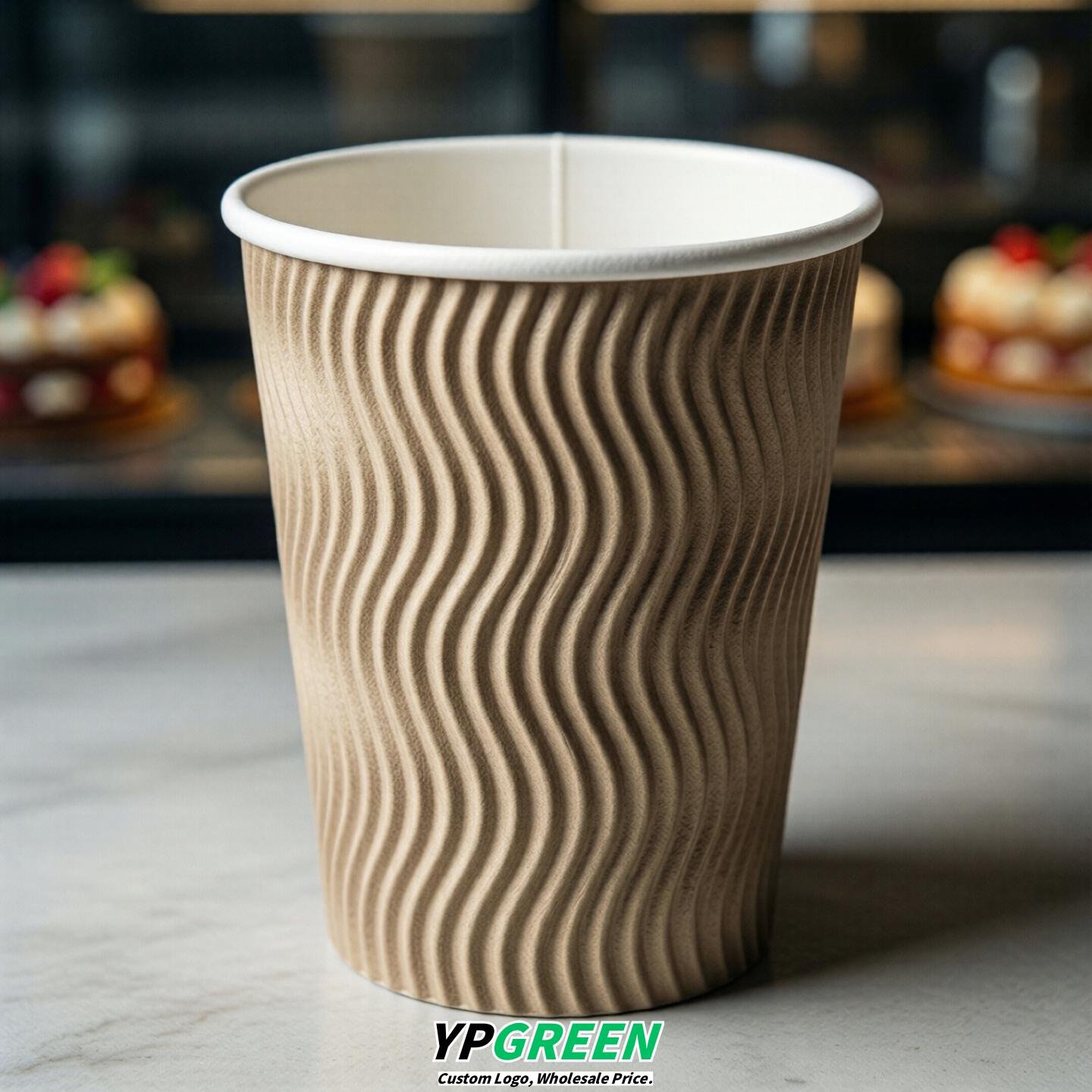 Beige Embossed Paper Cups 10oz/12oz/16oz/20oz/22oz