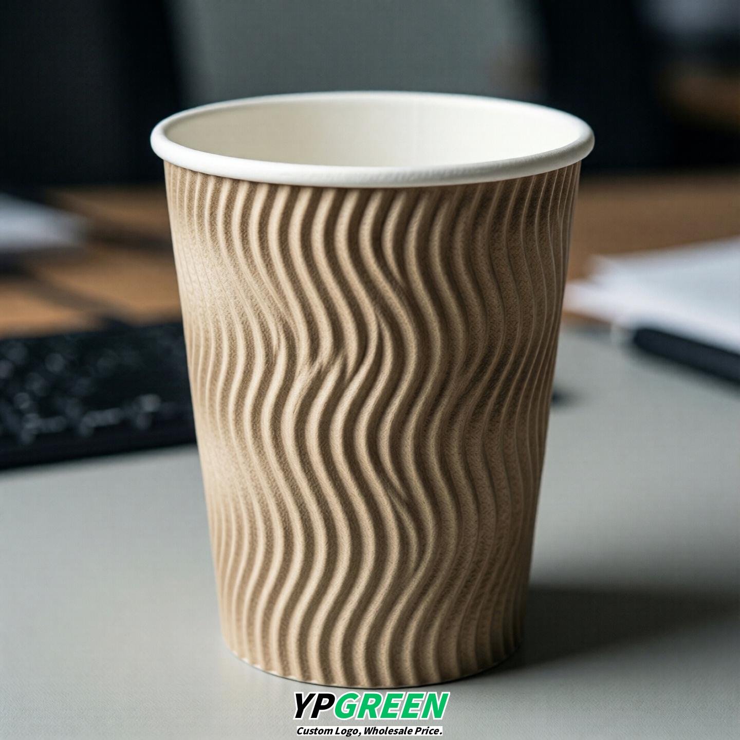 Beige Embossed Paper Cups 10oz/12oz/16oz/20oz/22oz