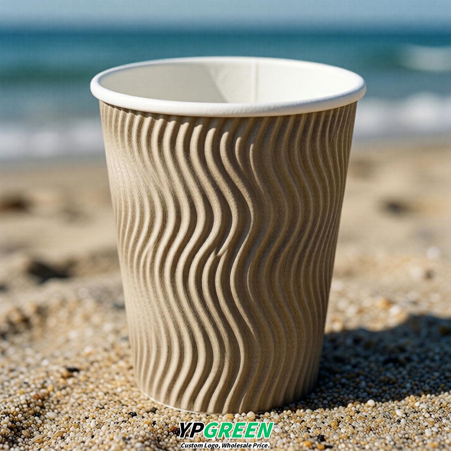 Beige Embossed Paper Cups 10oz/12oz/16oz/20oz/22oz