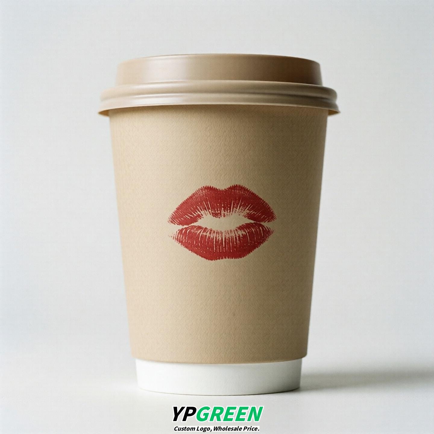 Beige Paper Cups with Lips Print 10oz/12oz/16oz/20oz/22oz