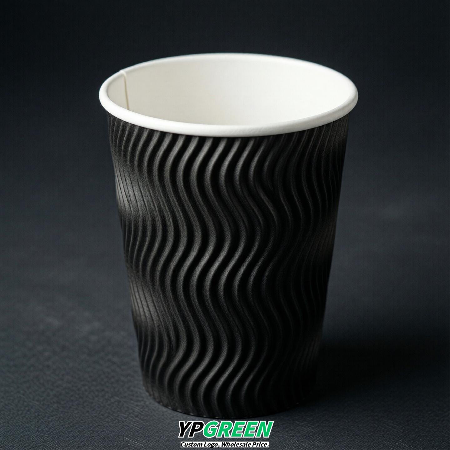 Black Embossed Paper Cups 10oz/12oz/16oz/20oz/22oz
