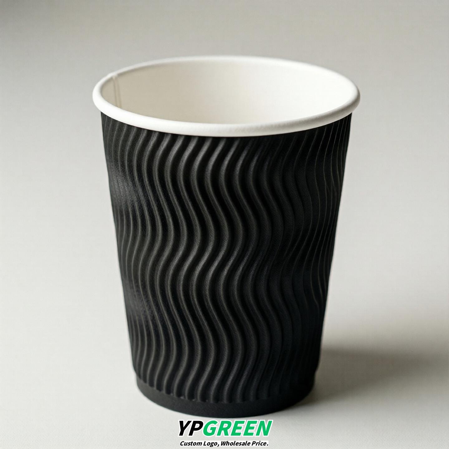 Black Embossed Paper Cups 10oz/12oz/16oz/20oz/22oz