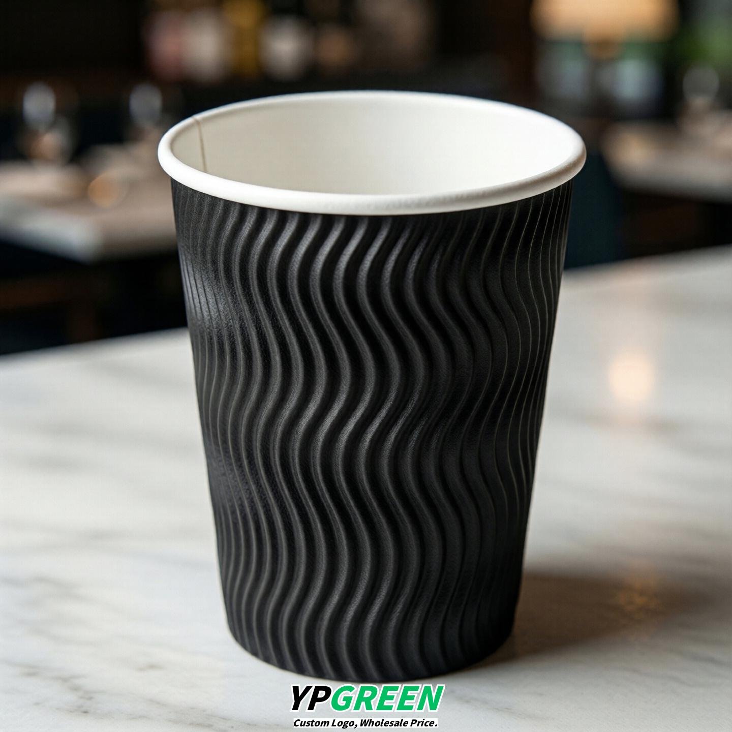 Black Embossed Paper Cups 10oz/12oz/16oz/20oz/22oz