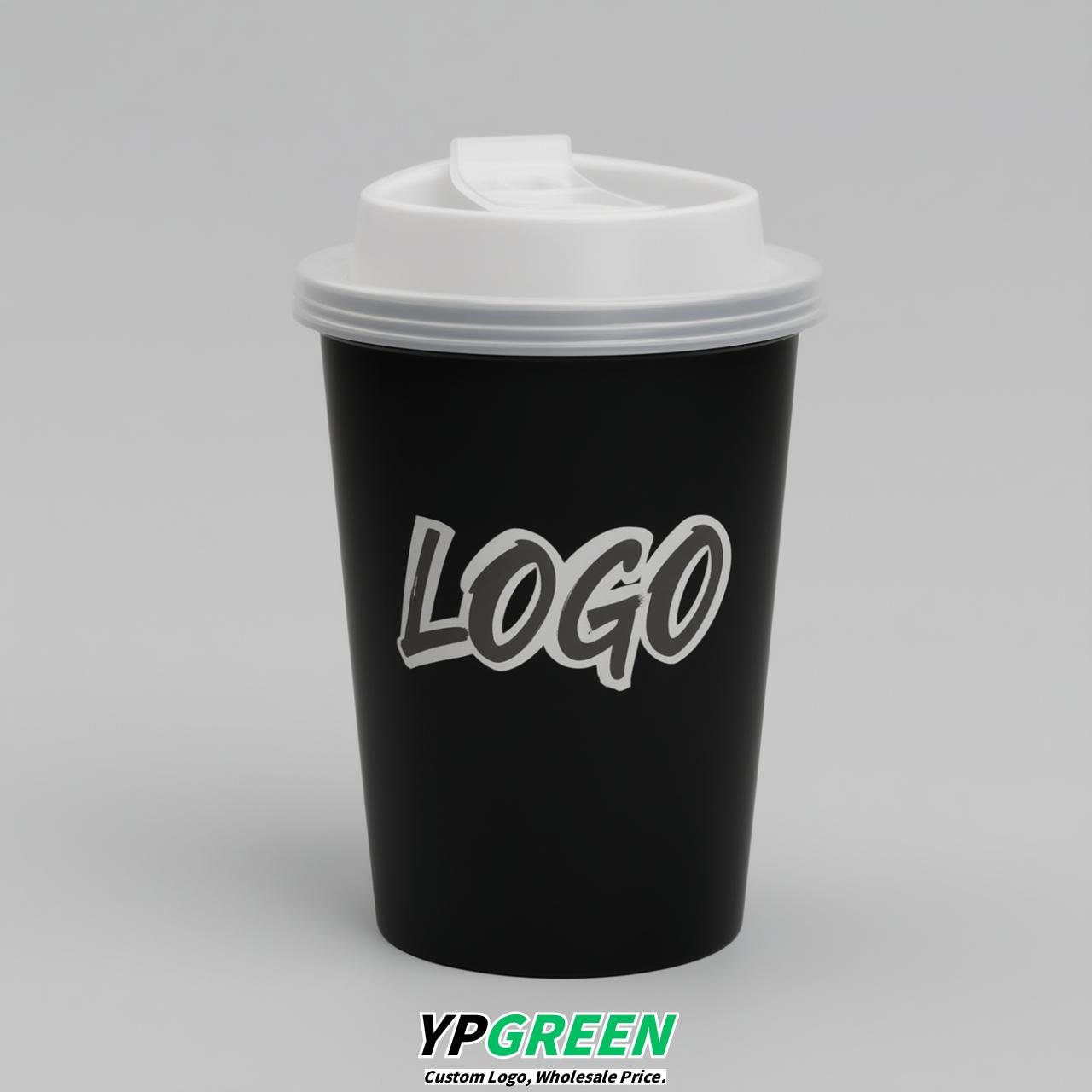 Black PET Cold Drink Cups with Lids – Disposable Commercial Use