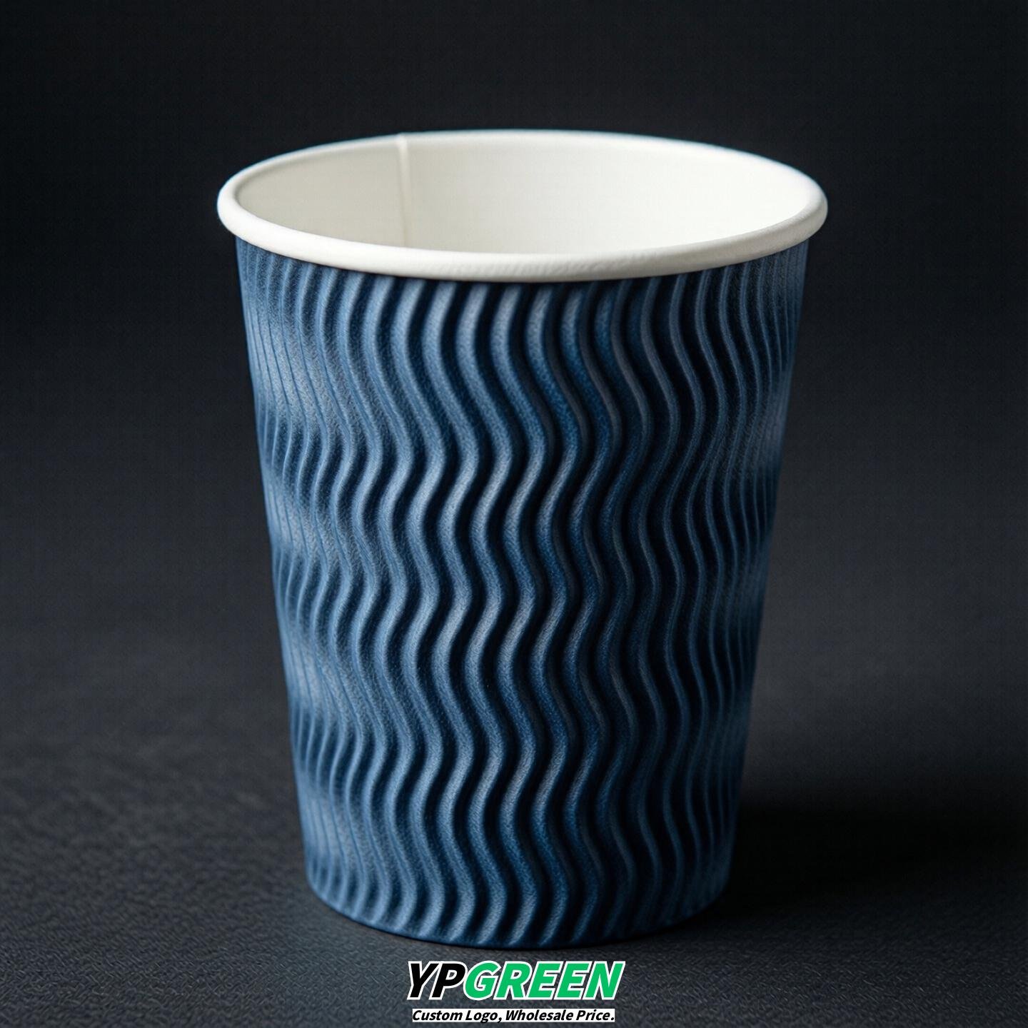 Blue Embossed Paper Cups 10oz/12oz/16oz/20oz/22oz