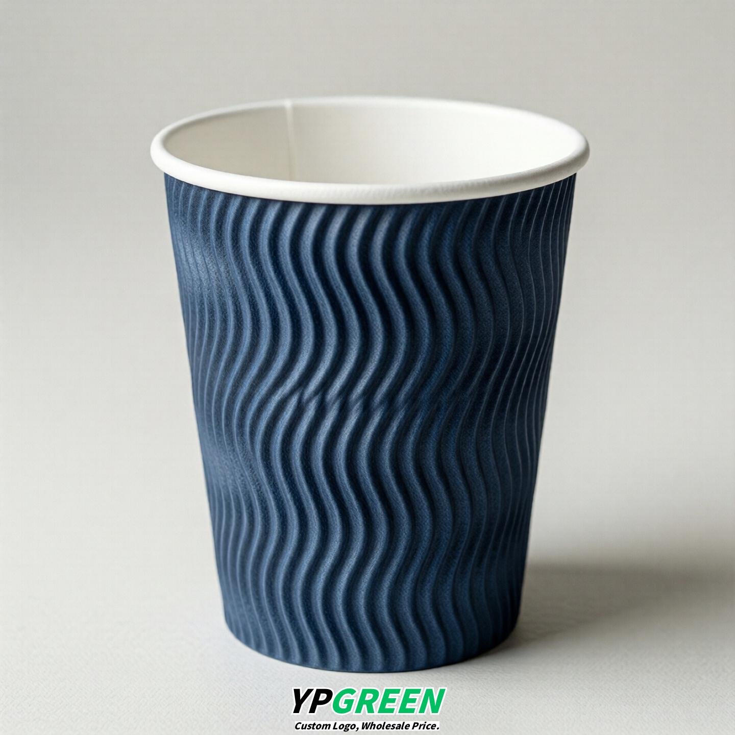 Blue Embossed Paper Cups 10oz/12oz/16oz/20oz/22oz