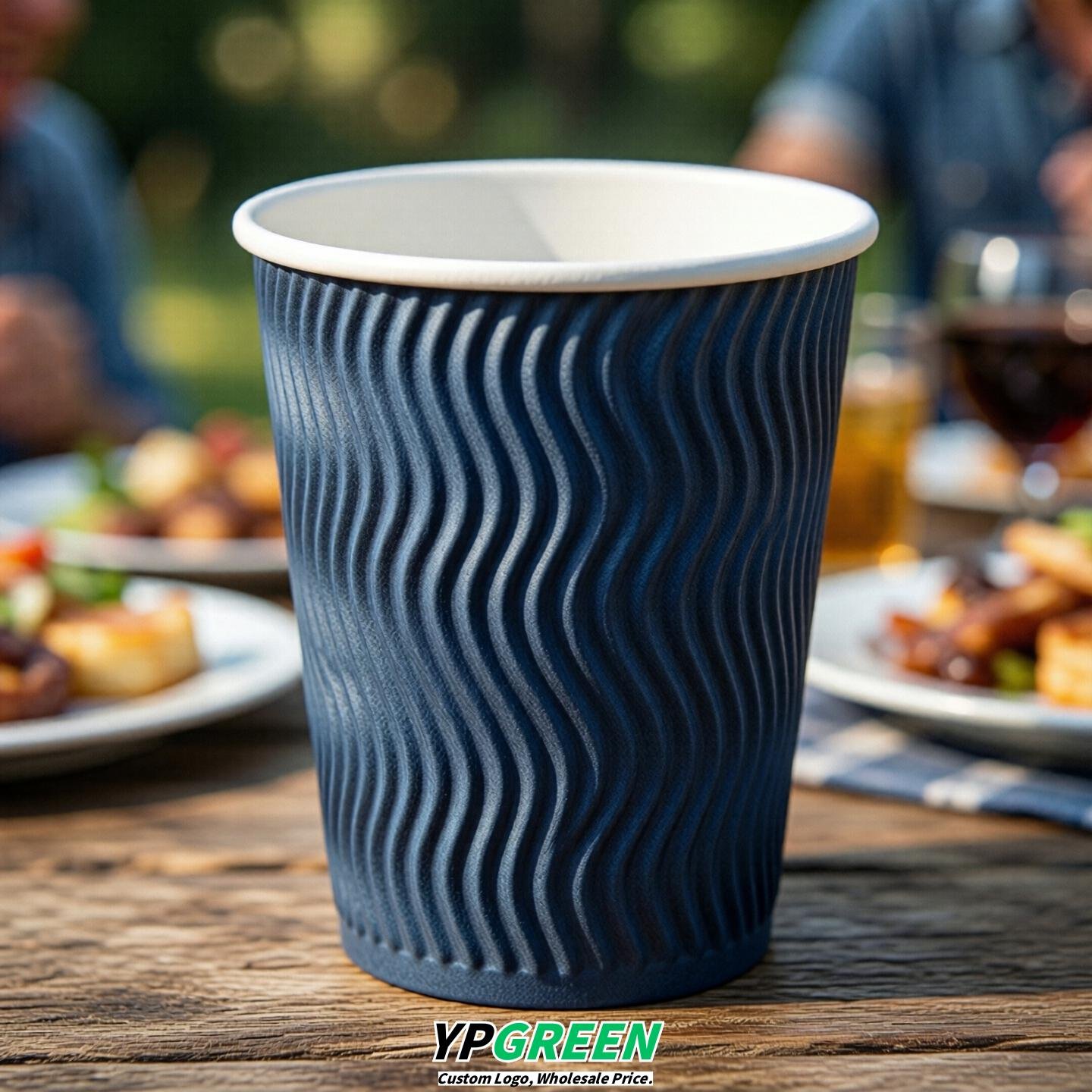 Blue Embossed Paper Cups 10oz/12oz/16oz/20oz/22oz