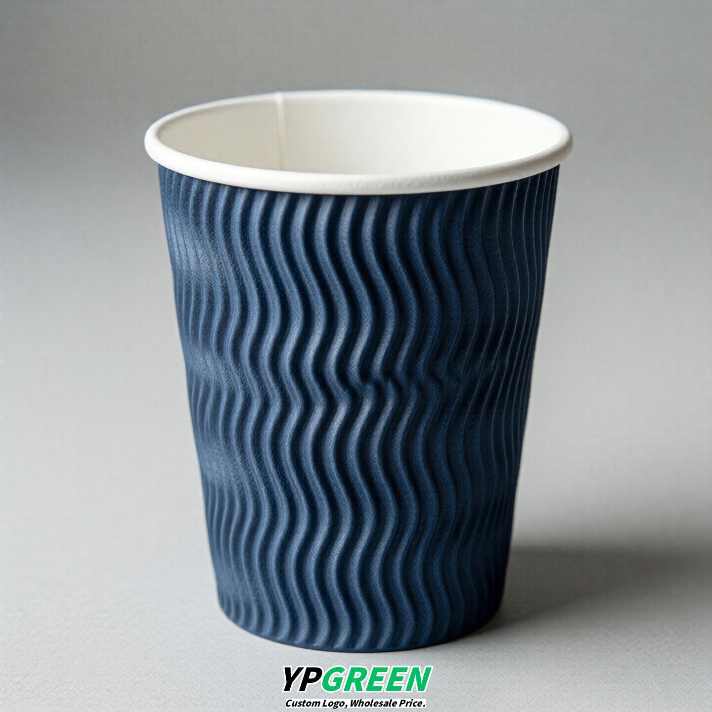 Blue Embossed Paper Cups 10oz/12oz/16oz/20oz/22oz