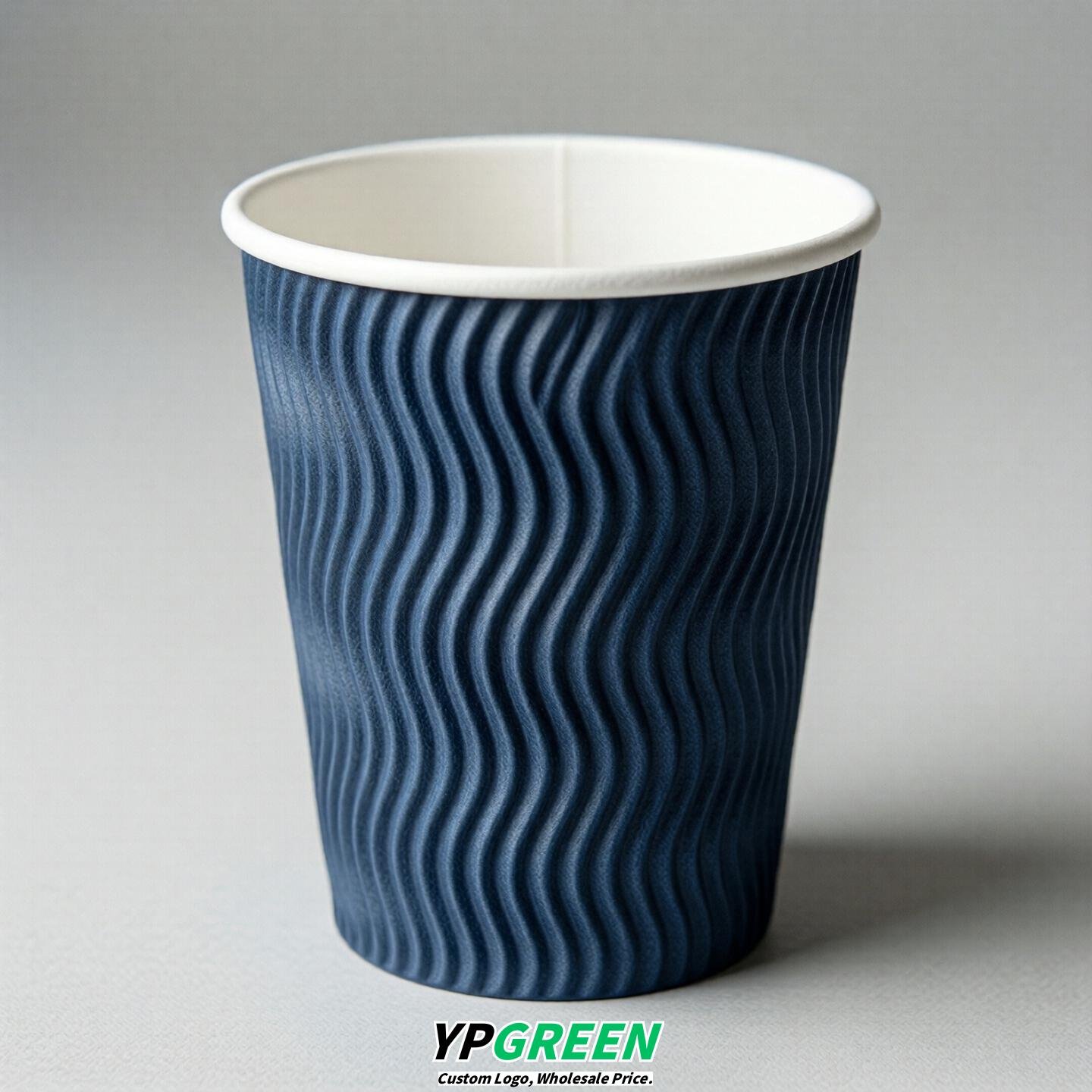 Blue Embossed Paper Cups 10oz/12oz/16oz/20oz/22oz