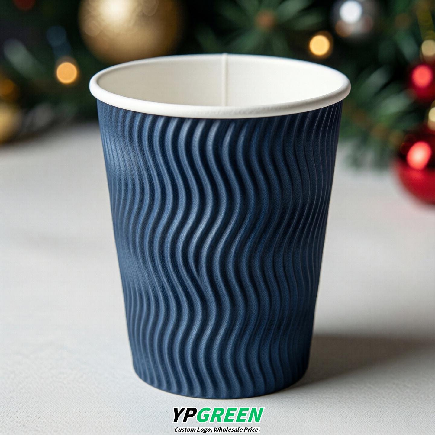 Blue Embossed Paper Cups 10oz/12oz/16oz/20oz/22oz