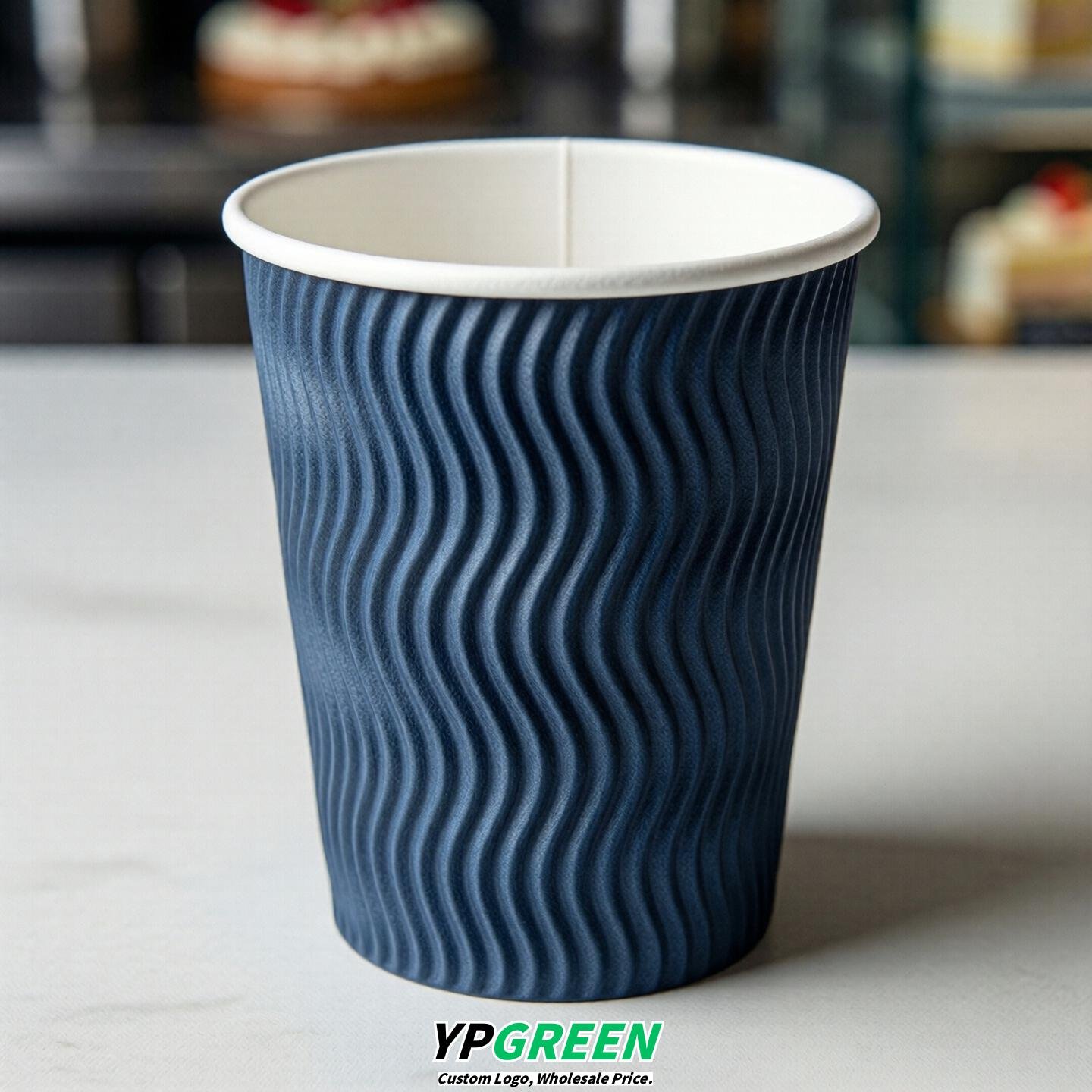 Blue Embossed Paper Cups 10oz/12oz/16oz/20oz/22oz
