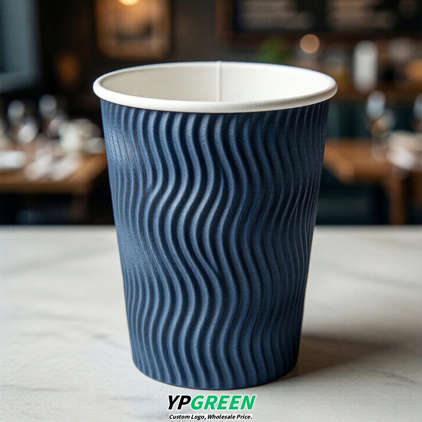 Blue Embossed Paper Cups 10oz/12oz/16oz/20oz/22oz