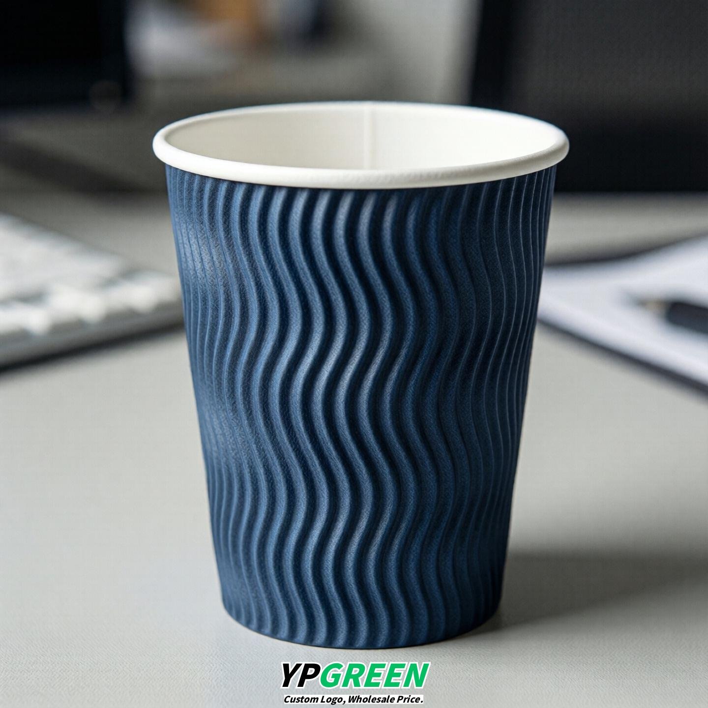 Blue Embossed Paper Cups 10oz/12oz/16oz/20oz/22oz