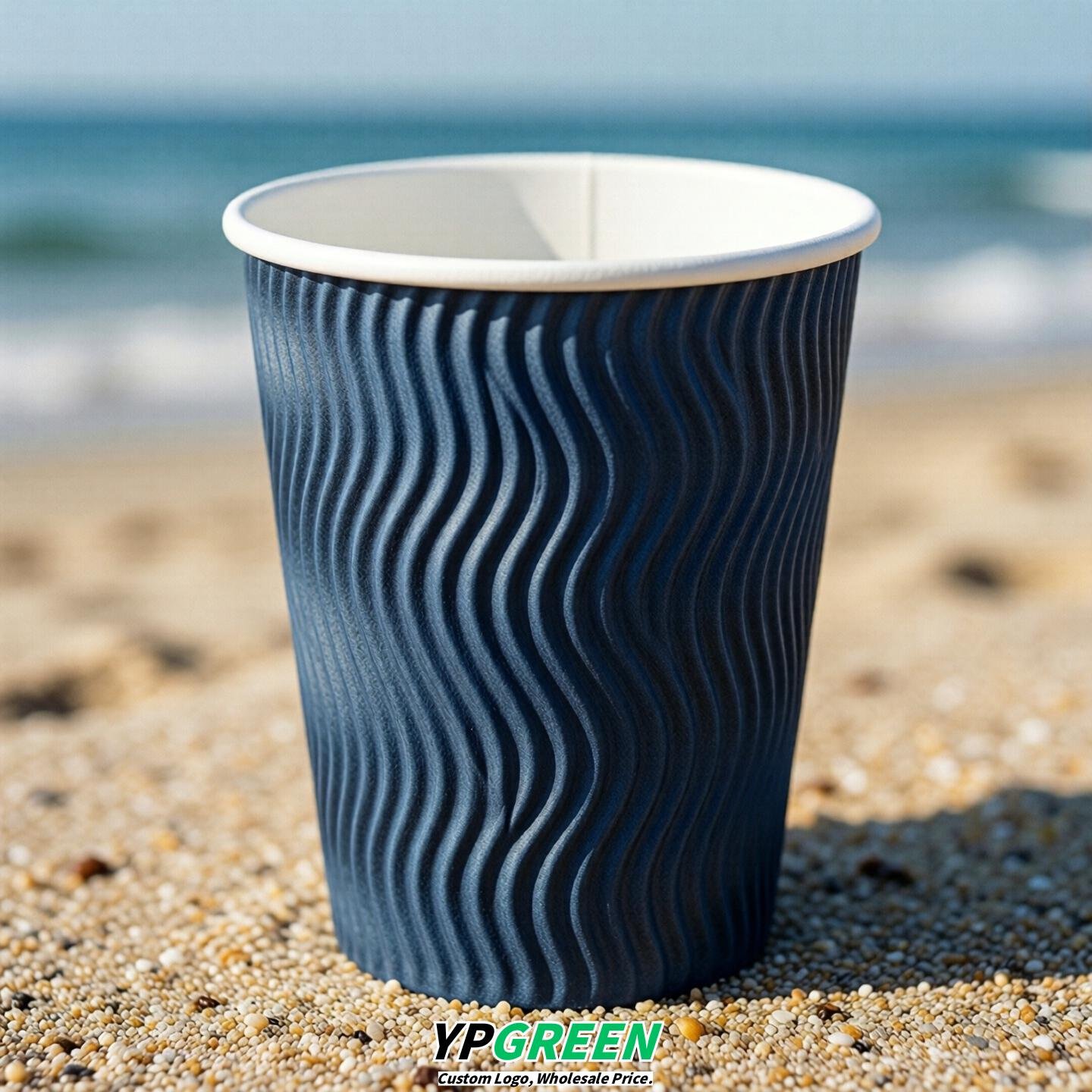 Blue Embossed Paper Cups 10oz/12oz/16oz/20oz/22oz