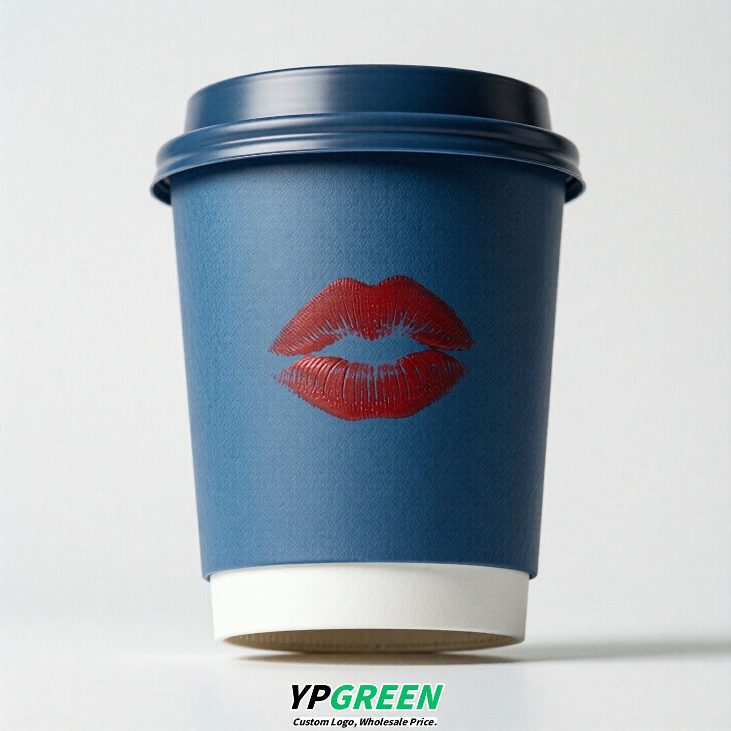 Blue Paper Cups with Lips Print 10oz/12oz/16oz/20oz/22oz