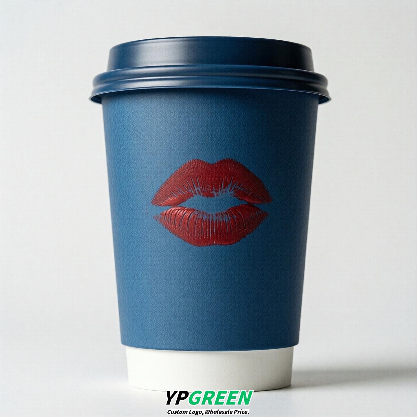 Blue Paper Cups with Lips Print 10oz/12oz/16oz/20oz/22oz
