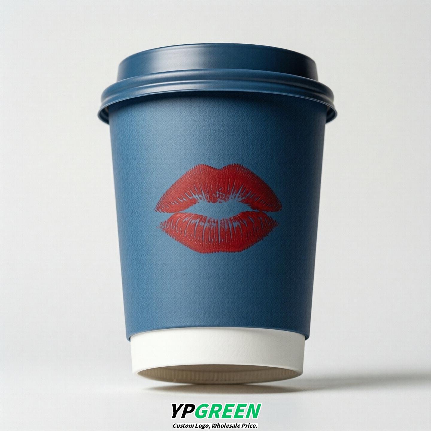 Blue Paper Cups with Lips Print 10oz/12oz/16oz/20oz/22oz