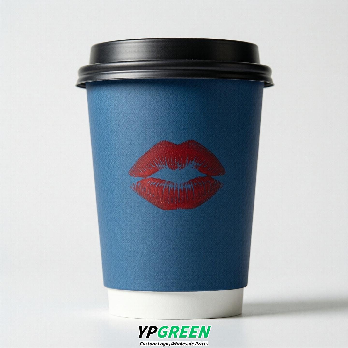 Blue Paper Cups with Lips Print 10oz/12oz/16oz/20oz/22oz