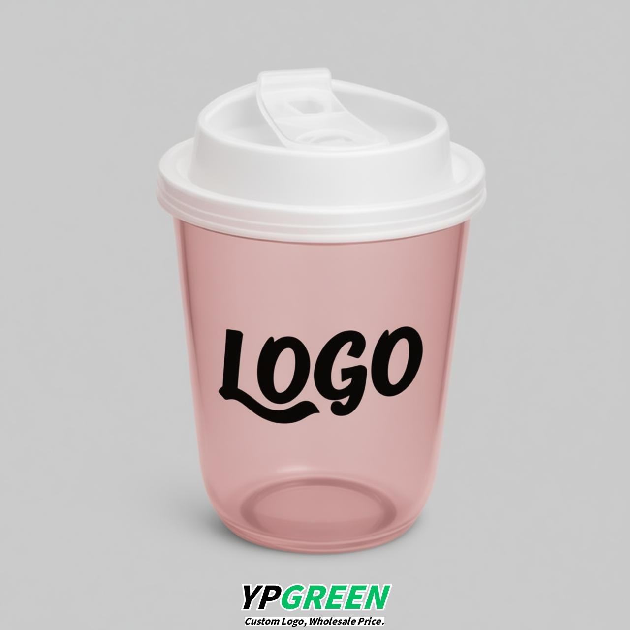 Blush U Shape Cups with Lid - Custom Logo PP & PET Plastic Disposable