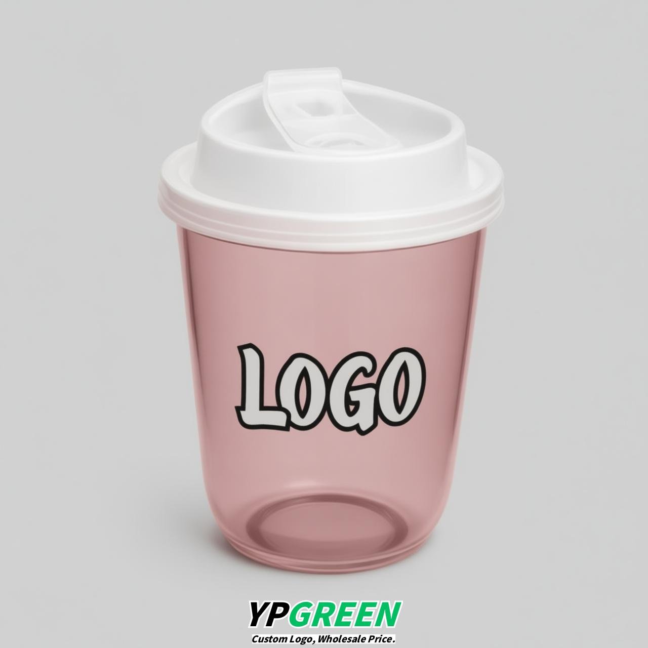 Blush U Shape Cups with Lid - Custom Logo PP & PET Plastic Disposable