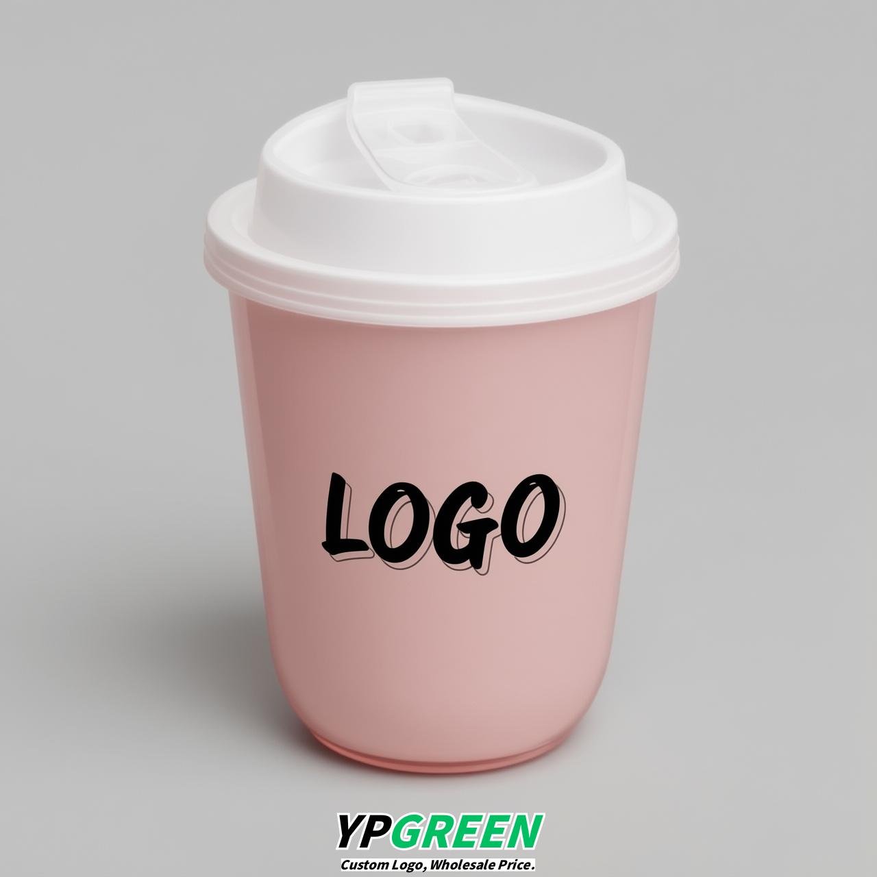 Blush U Shape Cups with Lid - Custom Logo PP & PET Plastic Disposable