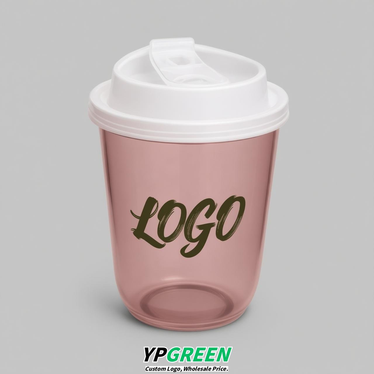 Blush U Shape Cups with Lid - Custom Logo PP & PET Plastic Disposable