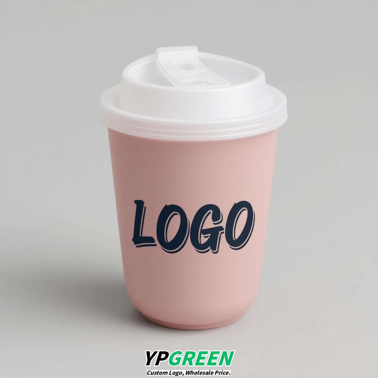 Blush U Shape Cups with Lid - Custom Logo PP & PET Plastic Disposable