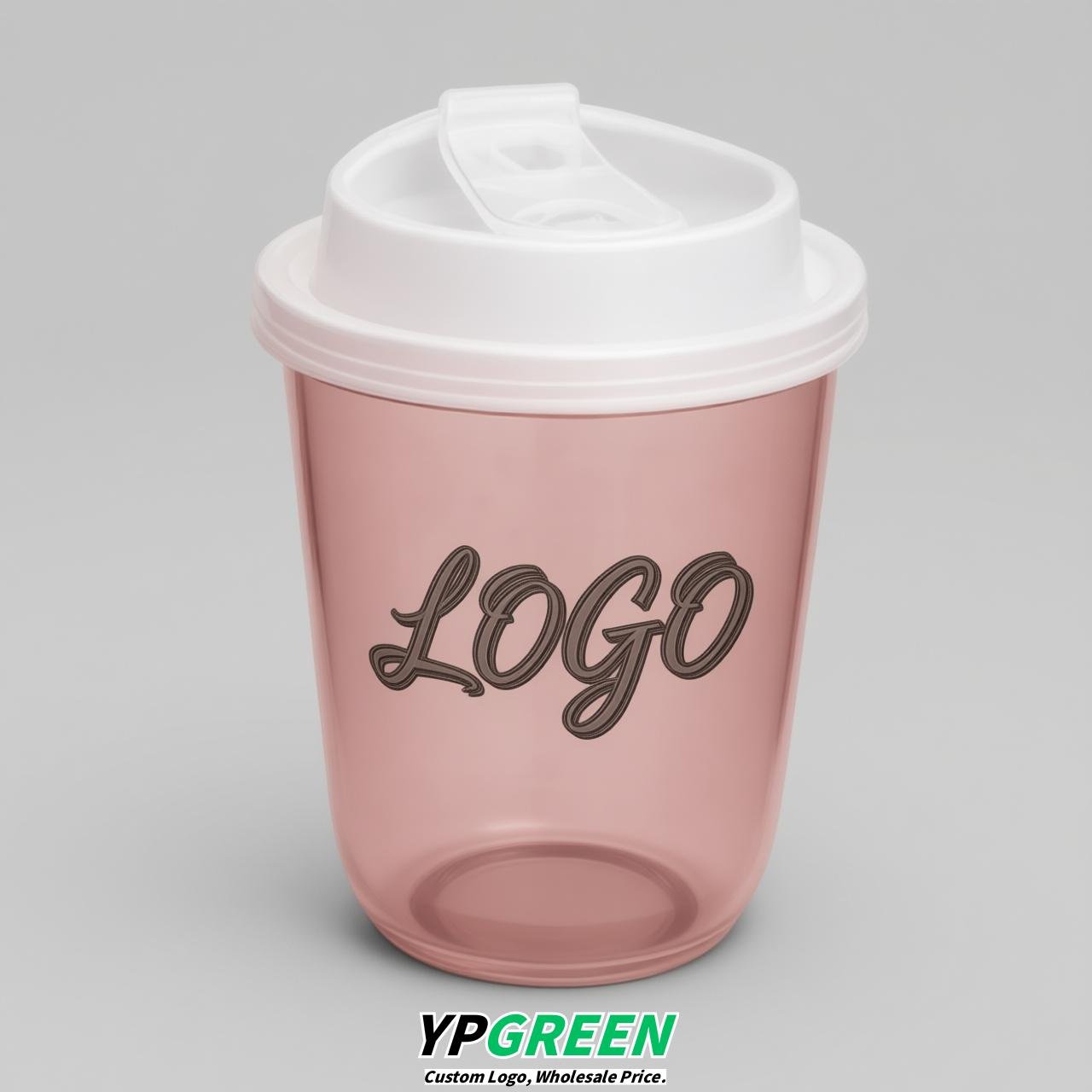 Blush U Shape Cups with Lid - Custom Logo PP & PET Plastic Disposable