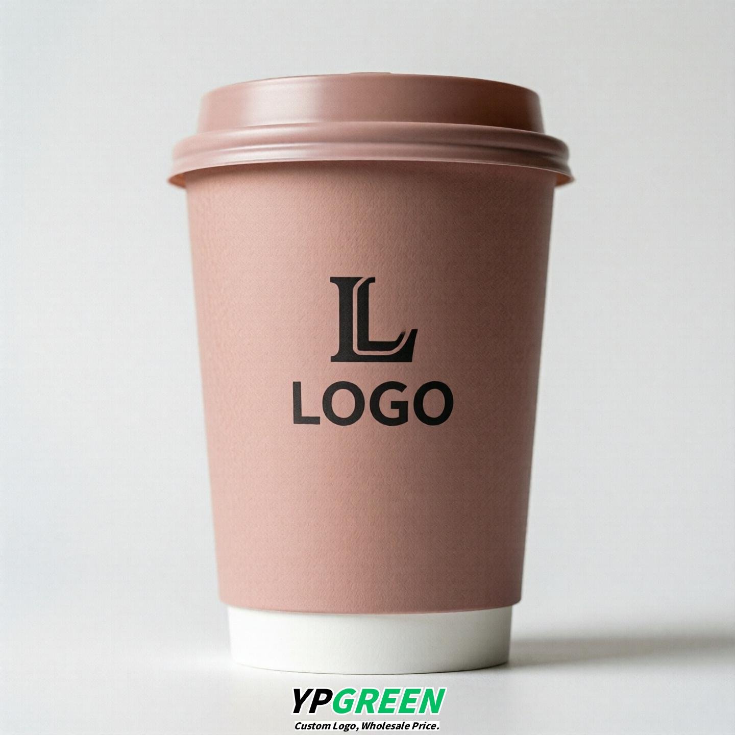 Blush Custom Logo Paper Cups: 8-24oz & Double Wall