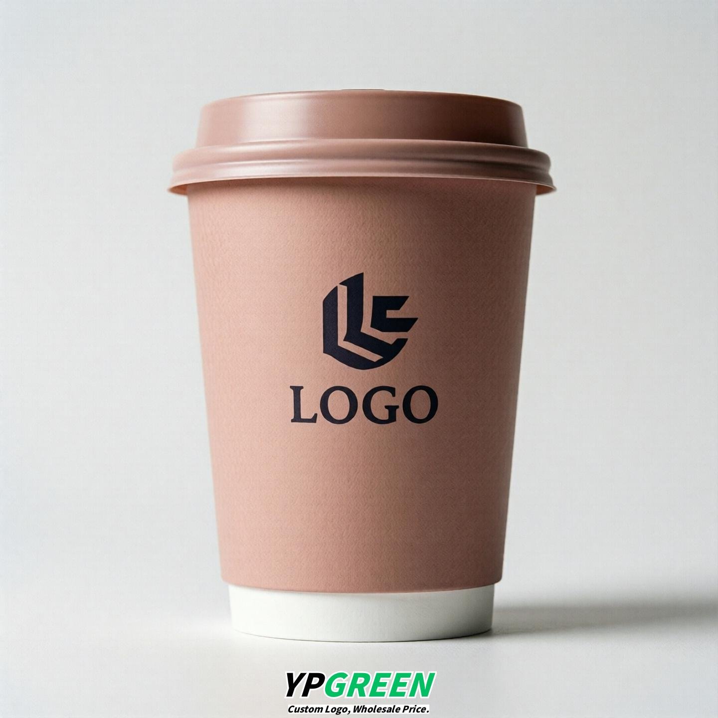 Blush Custom Logo Paper Cups: 8-24oz & Double Wall