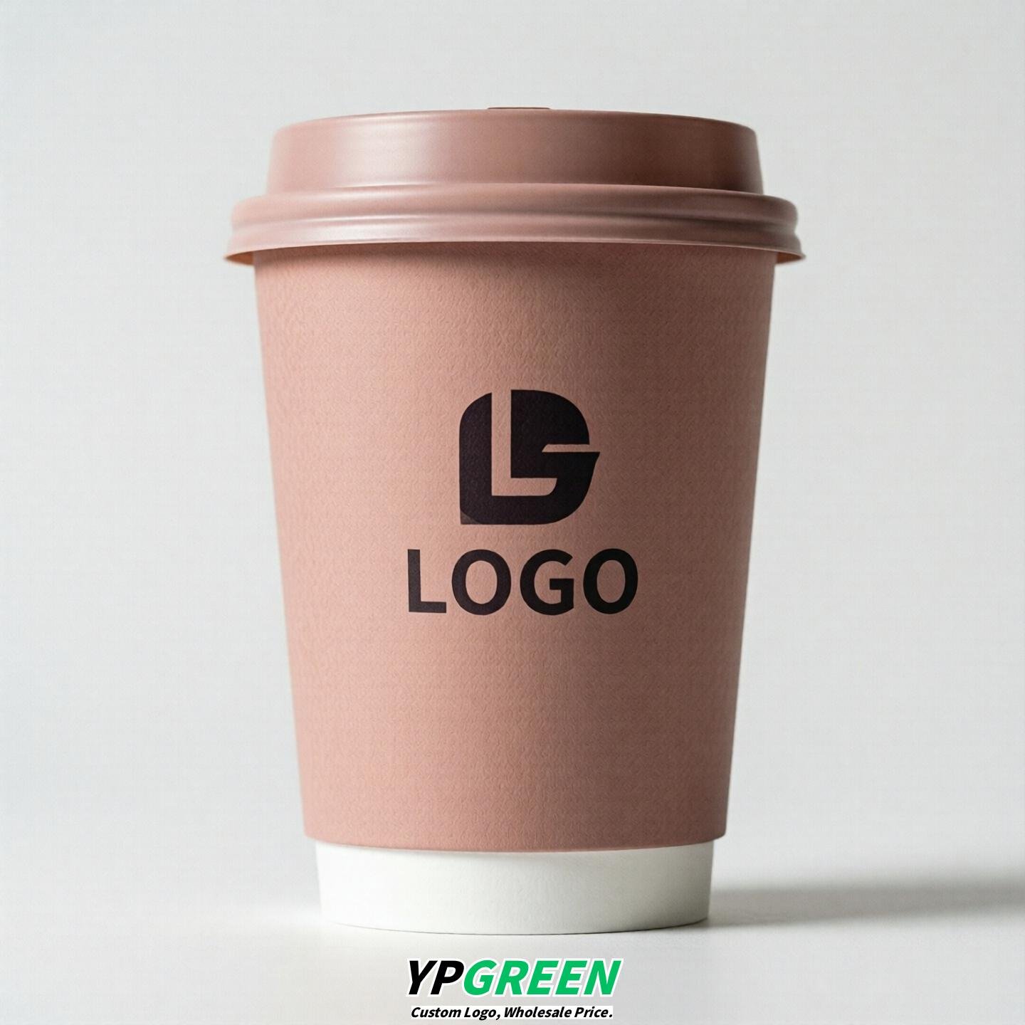 Blush Custom Logo Paper Cups: 8-24oz & Double Wall