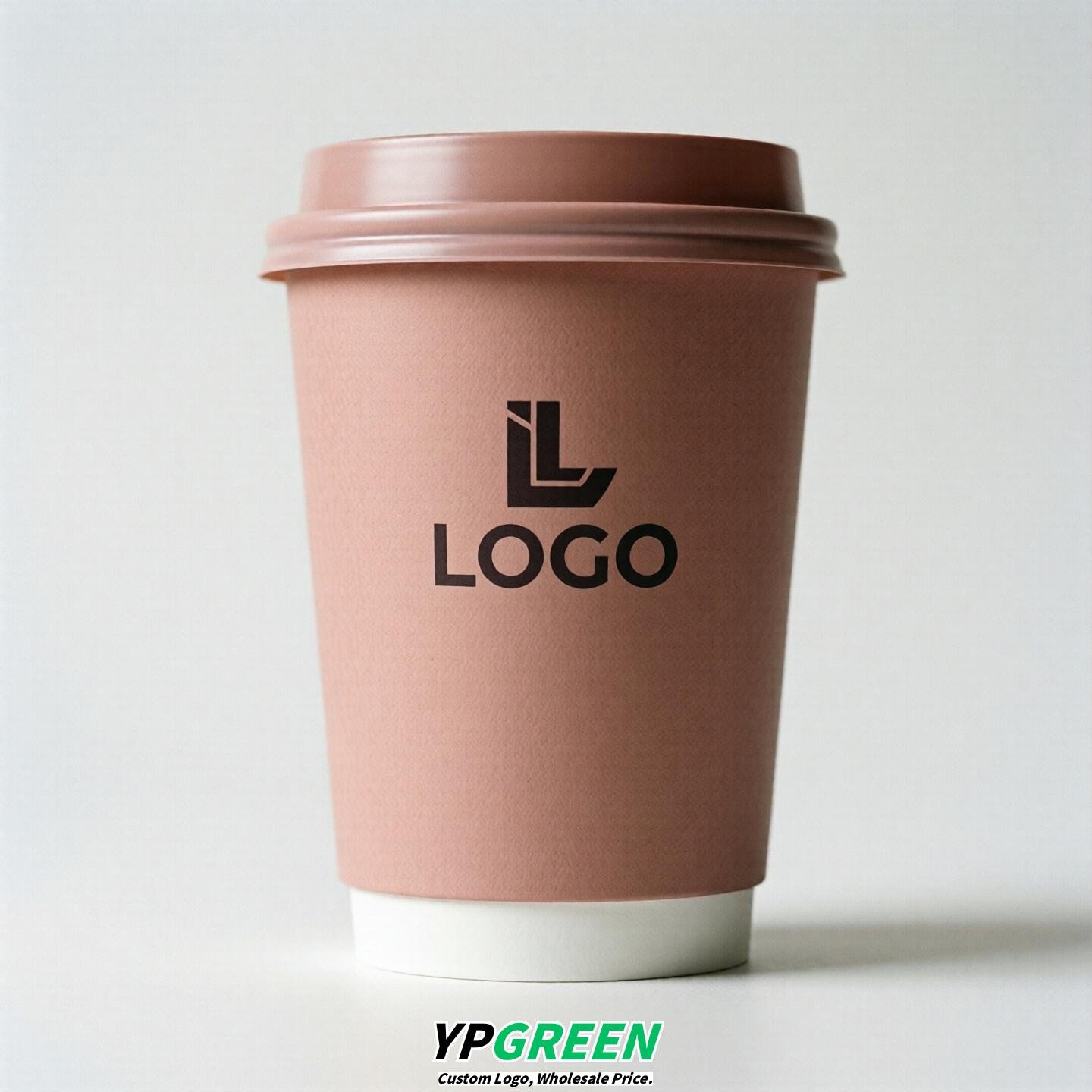 Blush Custom Logo Paper Cups: 8-24oz & Double Wall