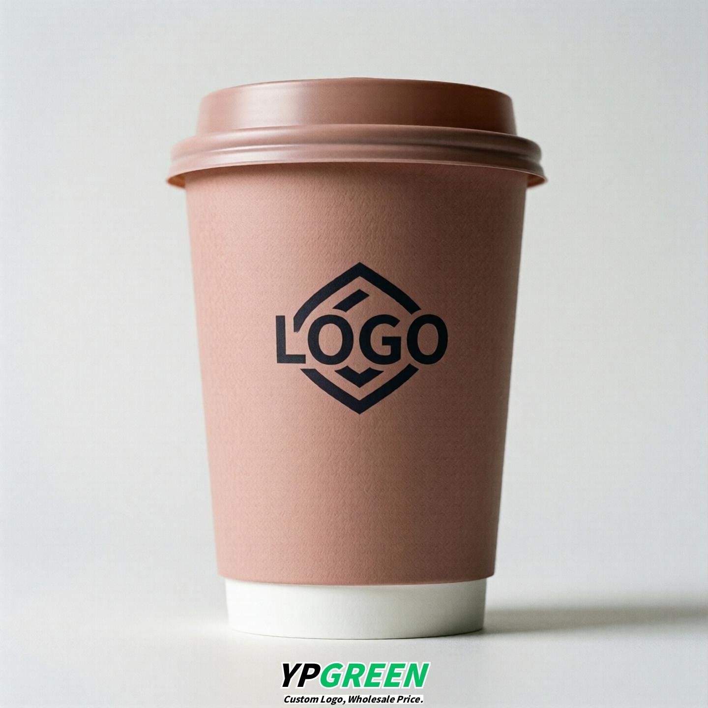 Blush Custom Logo Paper Cups: 8-24oz & Double Wall