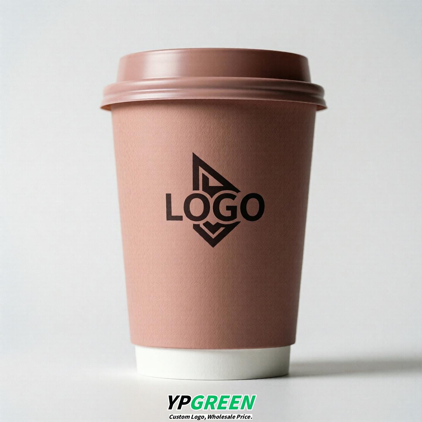 Blush Custom Logo Paper Cups: 8-24oz & Double Wall