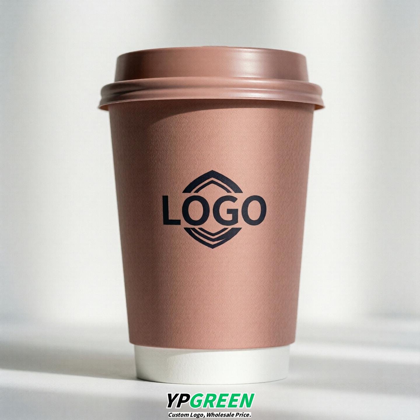 Blush Custom Logo Paper Cups: 8-24oz & Double Wall