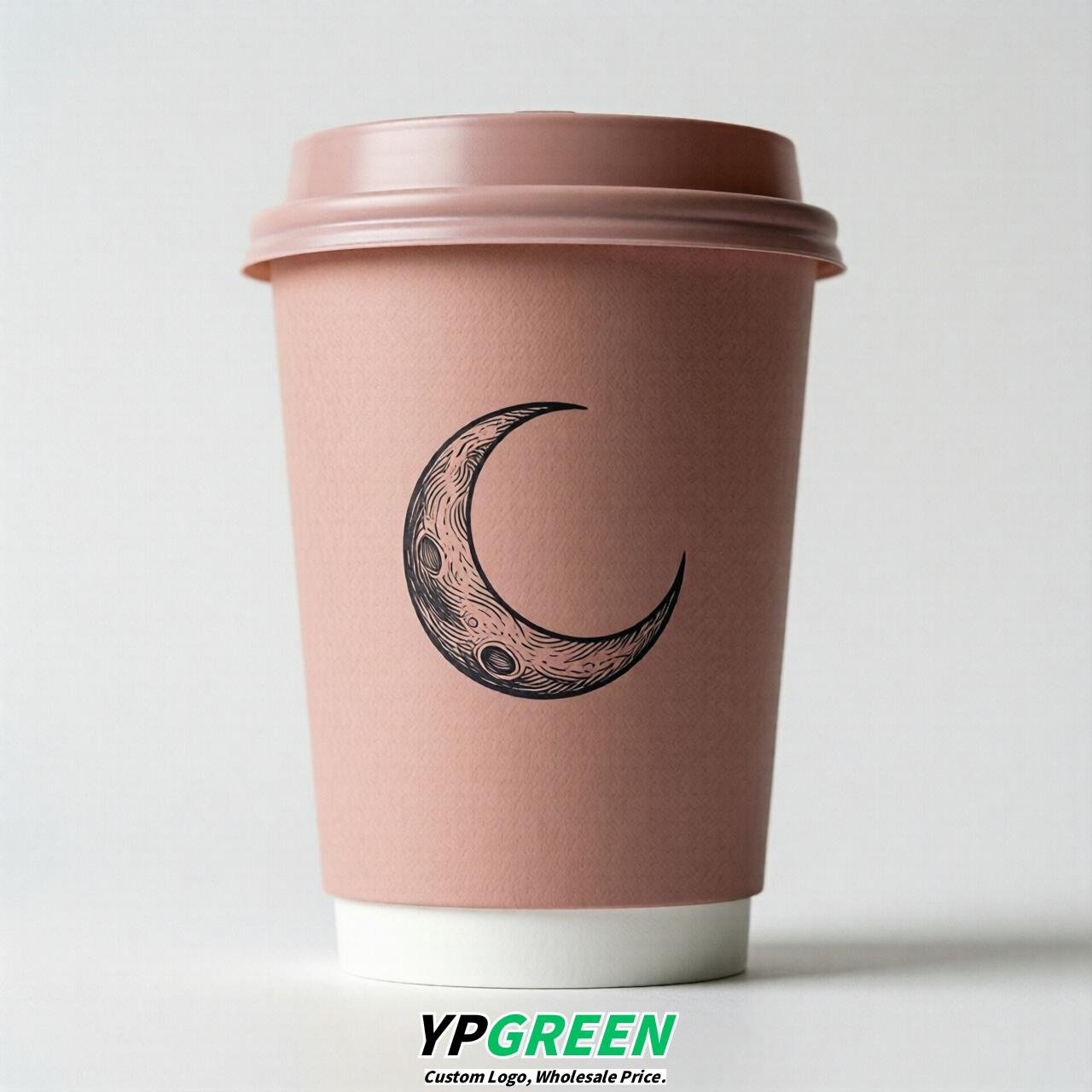 Blush Moon Paper Cups with Lids 8-24oz