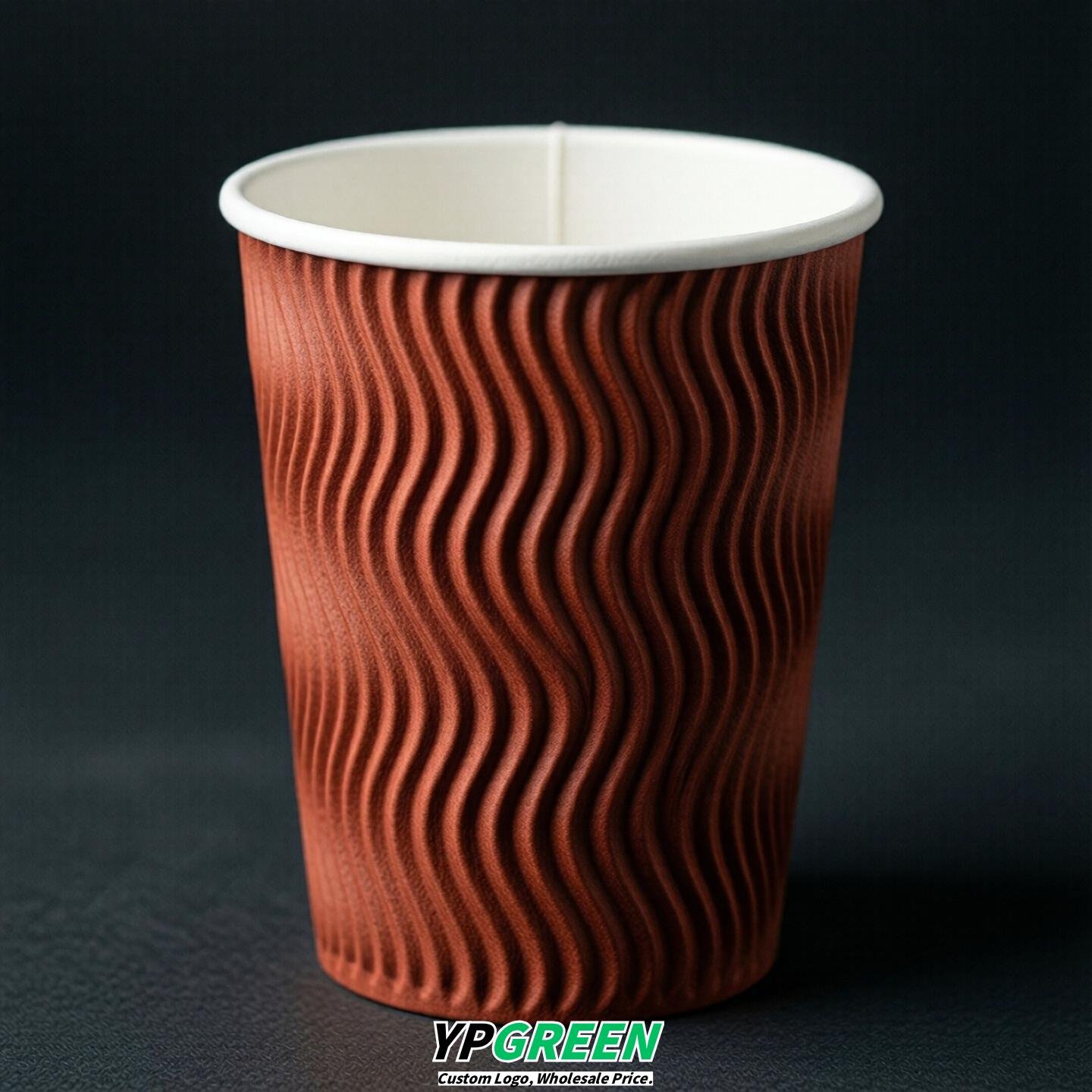 Brick Red Embossed Paper Cups 10oz/12oz/16oz/20oz/22oz