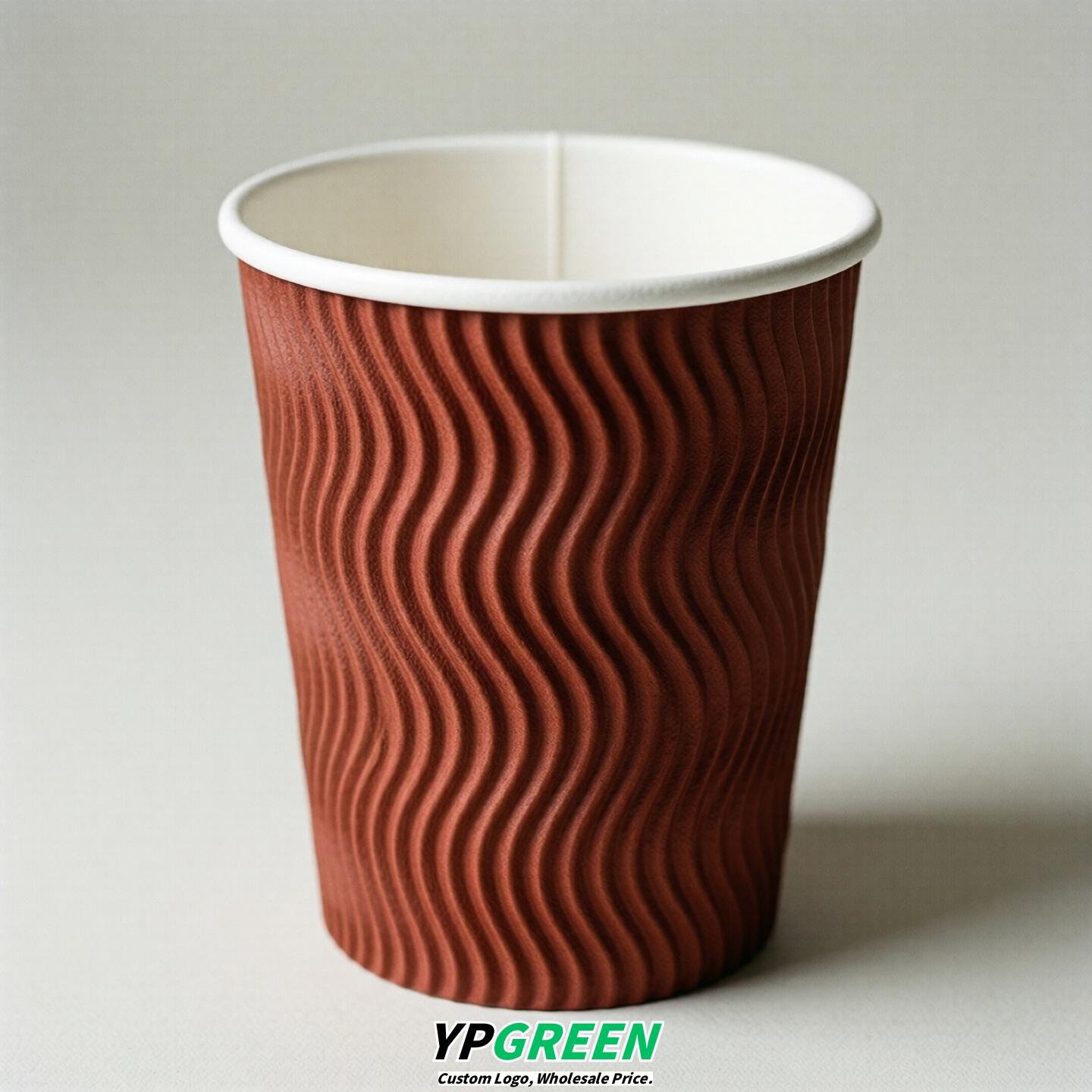 Brick Red Embossed Paper Cups 10oz/12oz/16oz/20oz/22oz