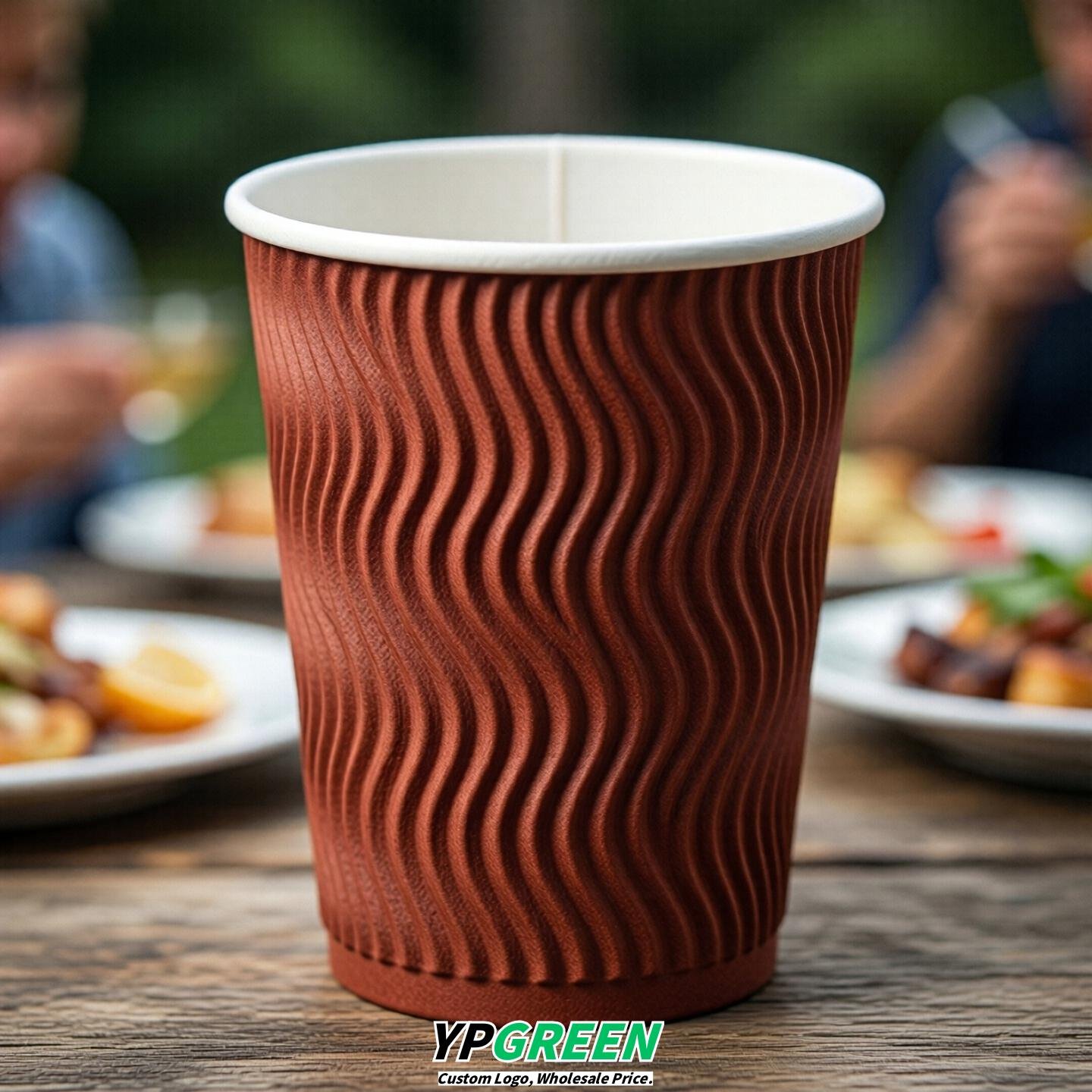 Brick Red Embossed Paper Cups 10oz/12oz/16oz/20oz/22oz