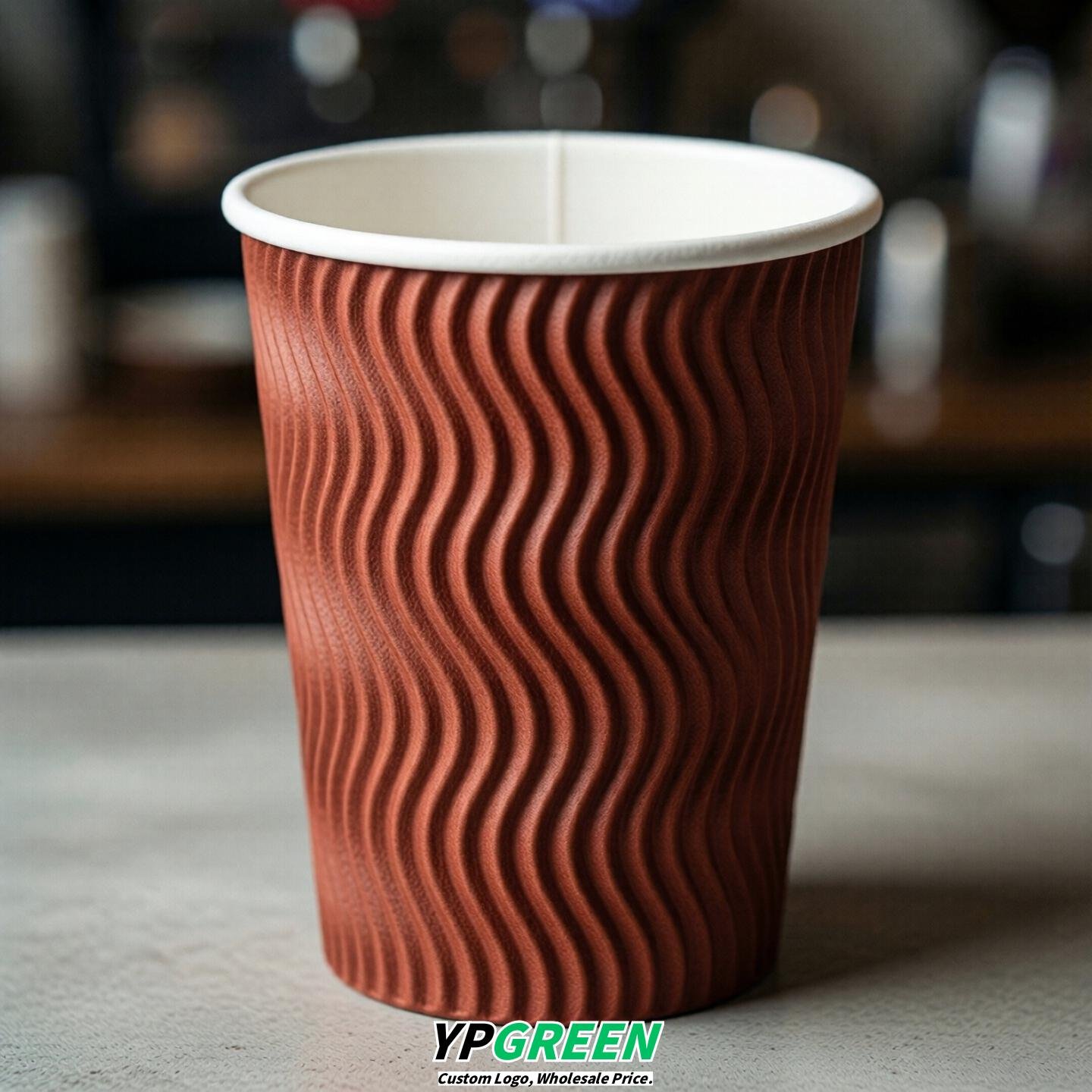 Brick Red Embossed Paper Cups 10oz/12oz/16oz/20oz/22oz