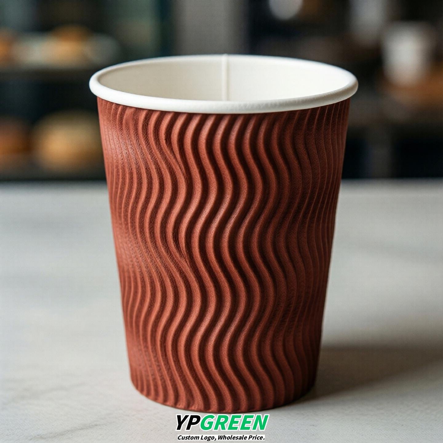 Brick Red Embossed Paper Cups 10oz/12oz/16oz/20oz/22oz