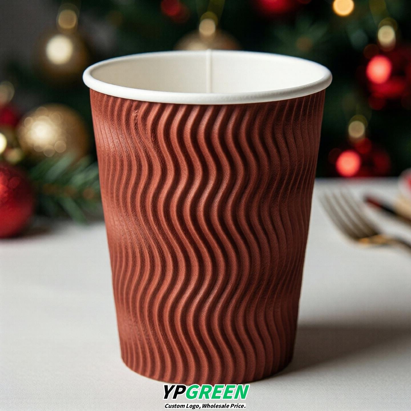 Brick Red Embossed Paper Cups 10oz/12oz/16oz/20oz/22oz