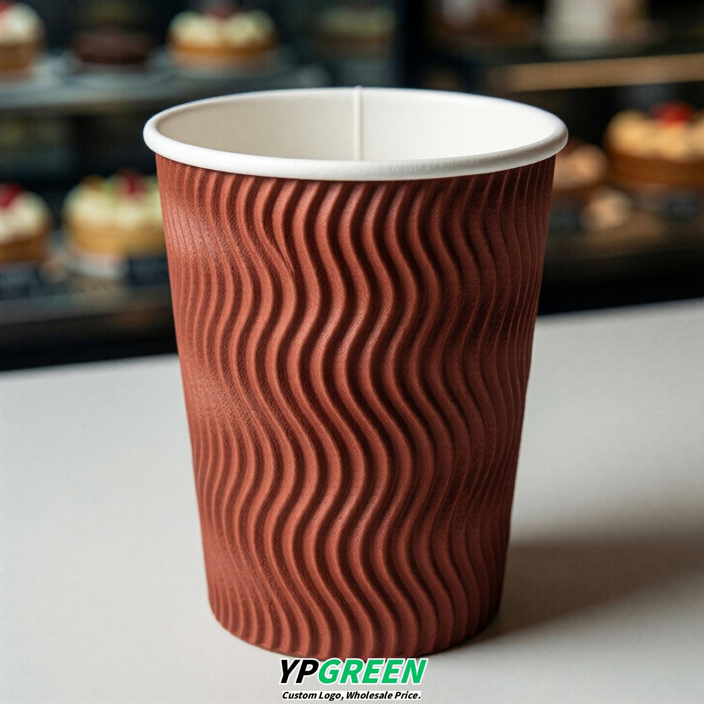Brick Red Embossed Paper Cups 10oz/12oz/16oz/20oz/22oz