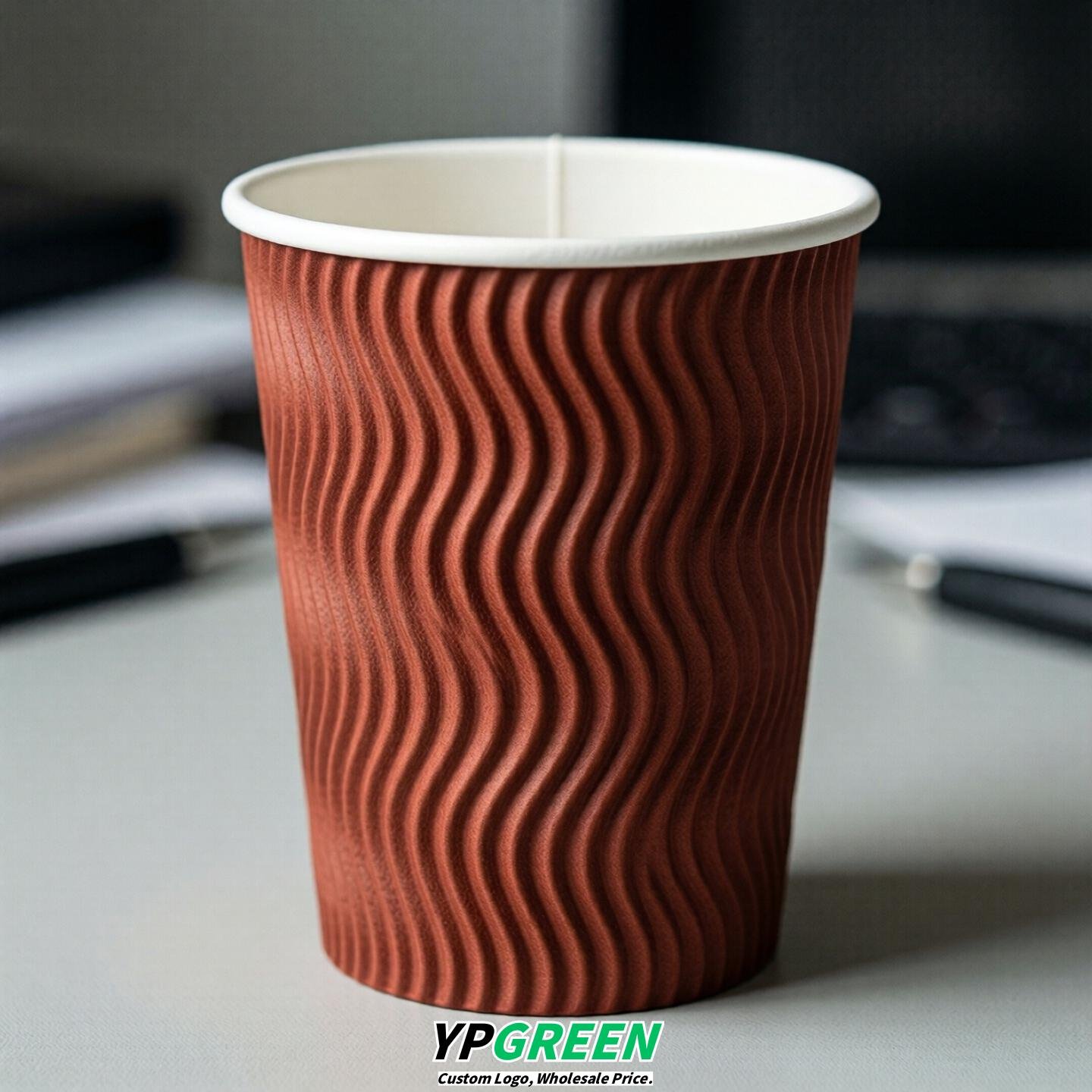 Brick Red Embossed Paper Cups 10oz/12oz/16oz/20oz/22oz
