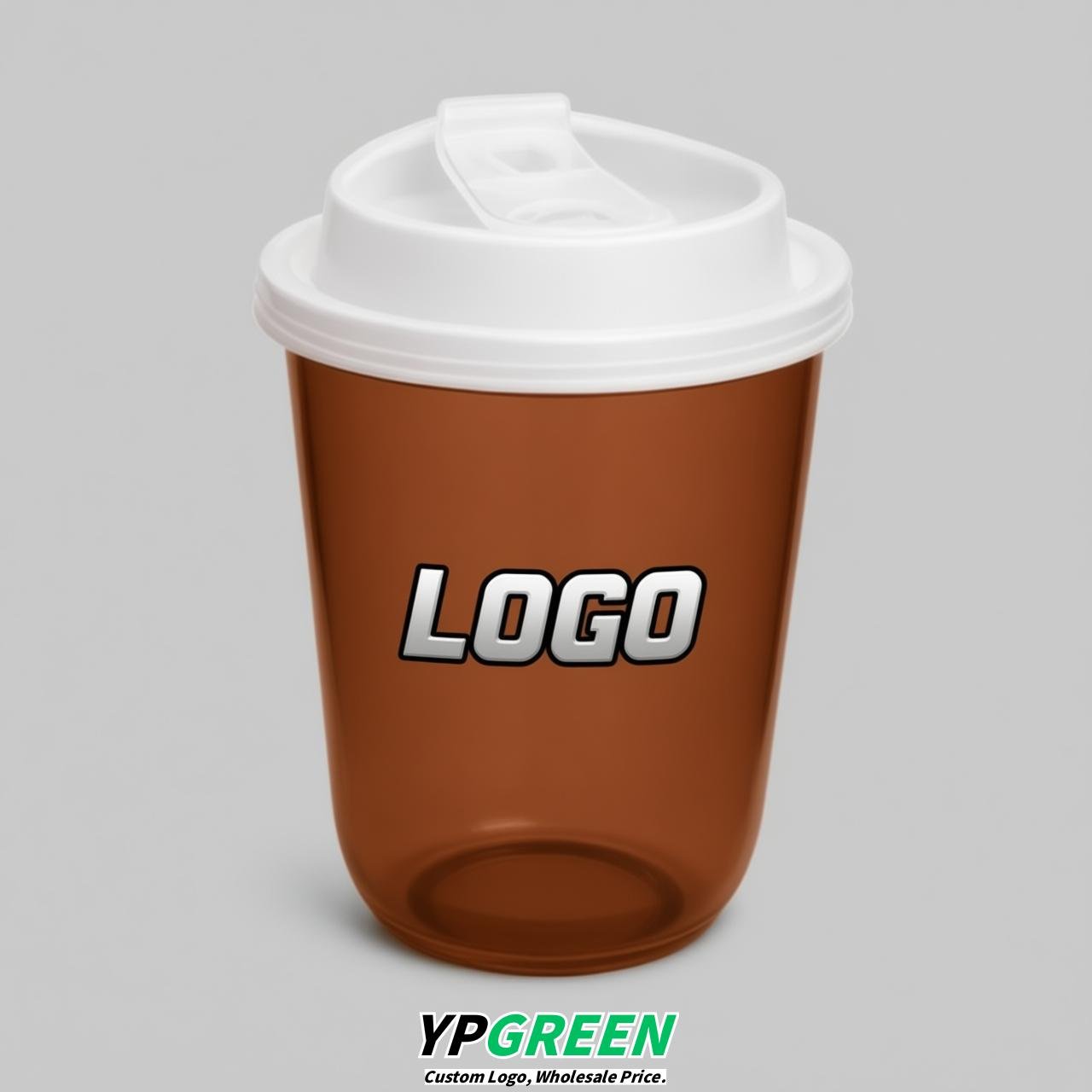 Brick Red U Shape Cups with Lid - Custom Logo PP & PET Plastic Disposable