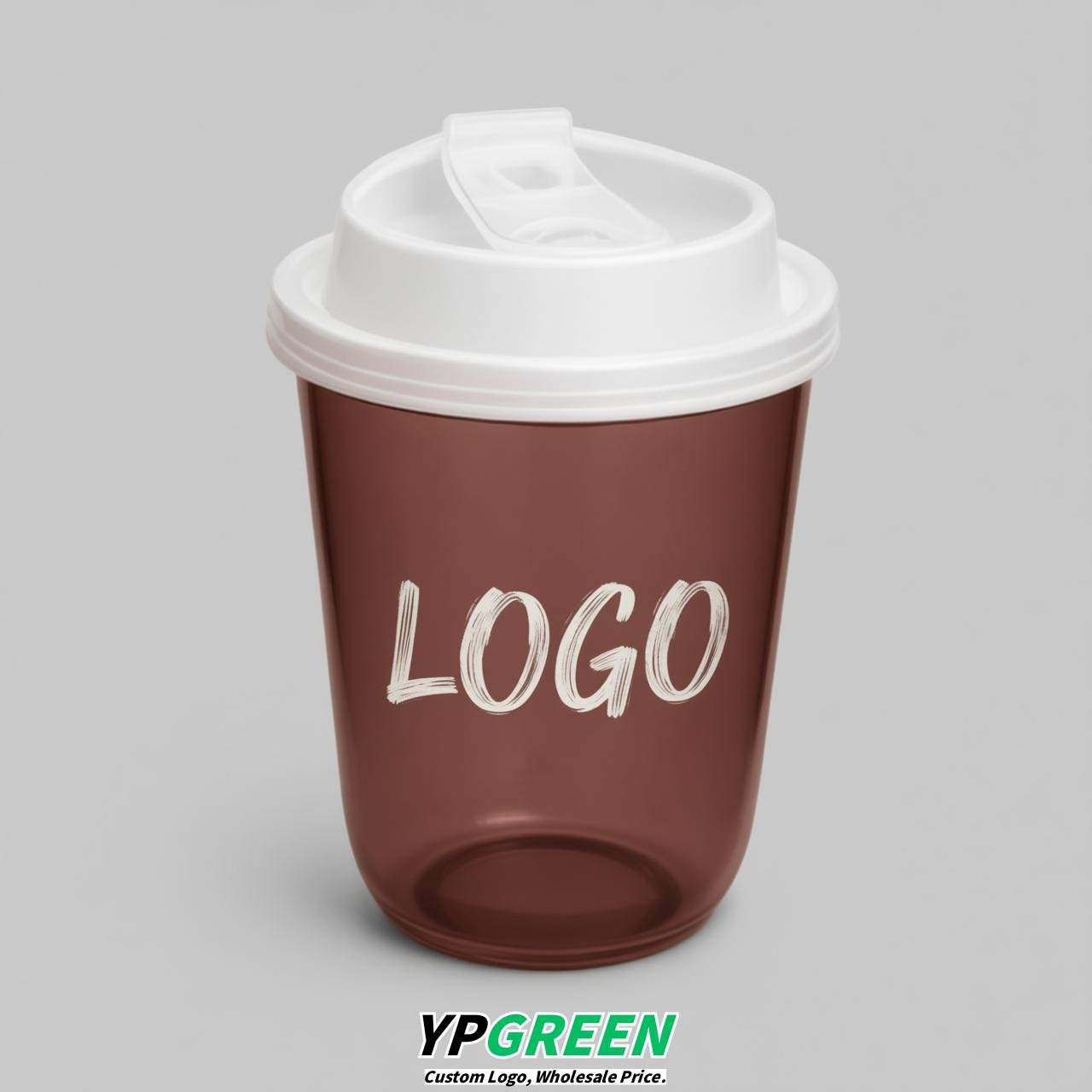 Brick Red U Shape Cups with Lid - Custom Logo PP & PET Plastic Disposable